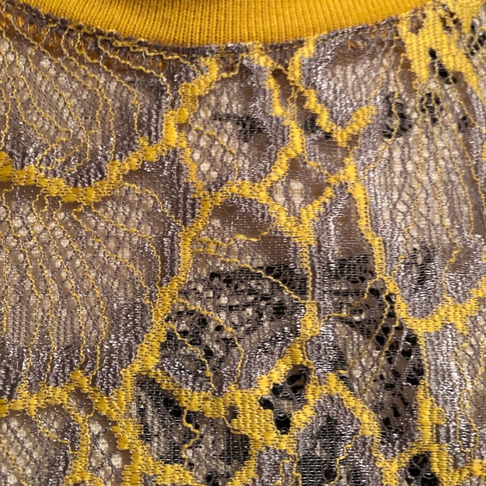 Yellow and gray lace blouse